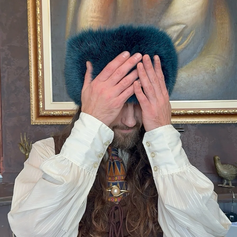 Vintage Teal Fur Headband Or Neck warmer - Picture 4 of 11